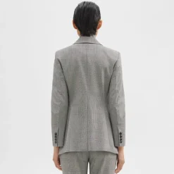 Theory Etiennette Blazer In Plaid Stretch Wool-Women Suits|Blazers + Jackets