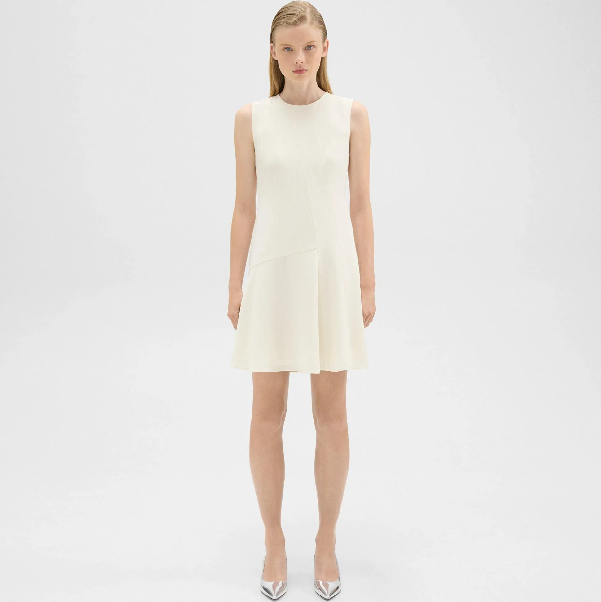 Theory Fit-And-Flare Dress In Striped Admiral Crepe-Women Dresses