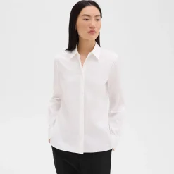 Theory Fitted Shirt In Good Cotton-Women Tops