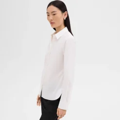 Theory Fitted Shirt In Good Cotton-Women Tops