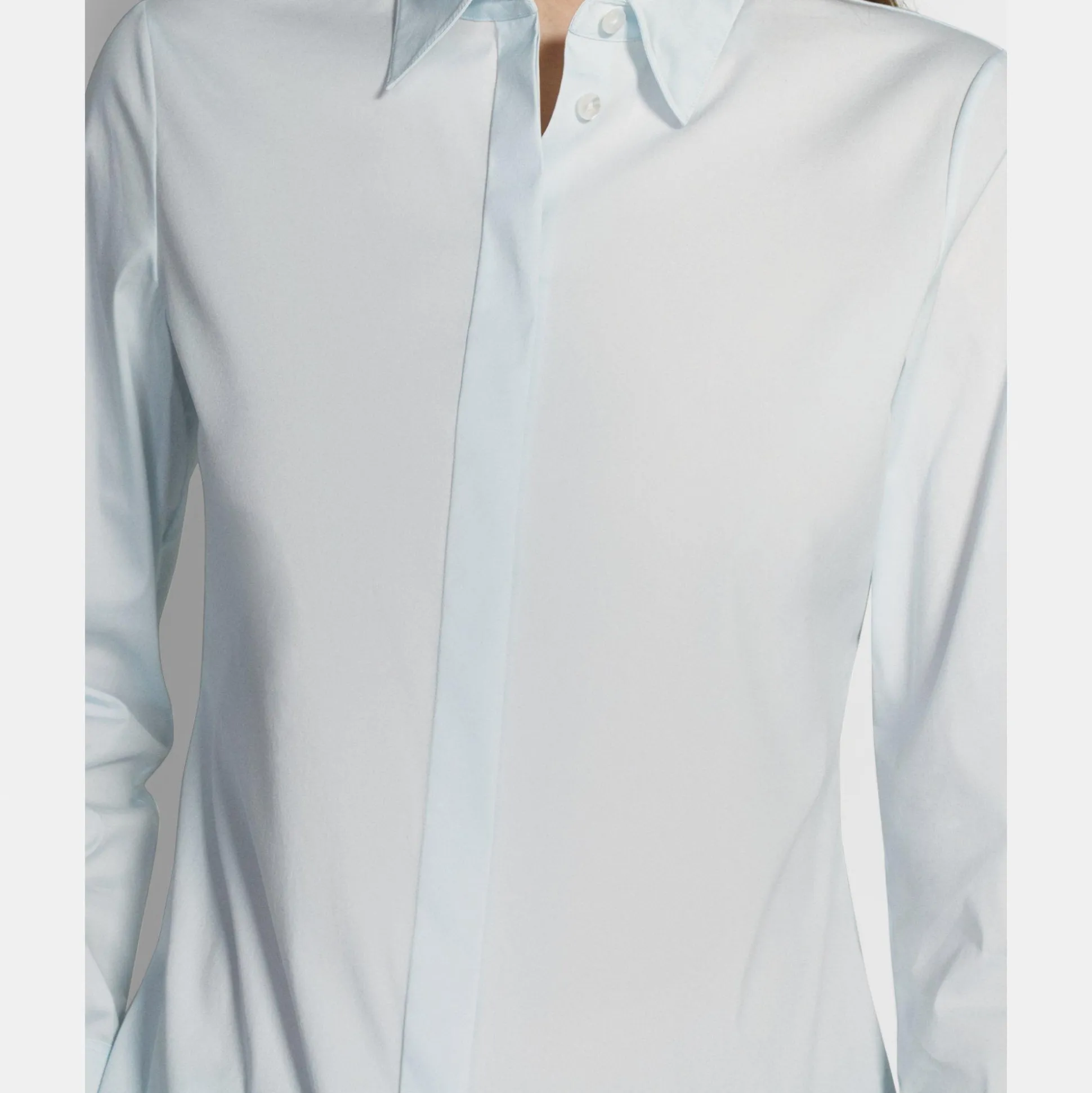 Theory Fitted Shirt In Good Cotton-Women Tops