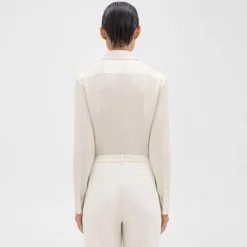 Theory Fitted Shirt In Silk Georgette-Women Tops