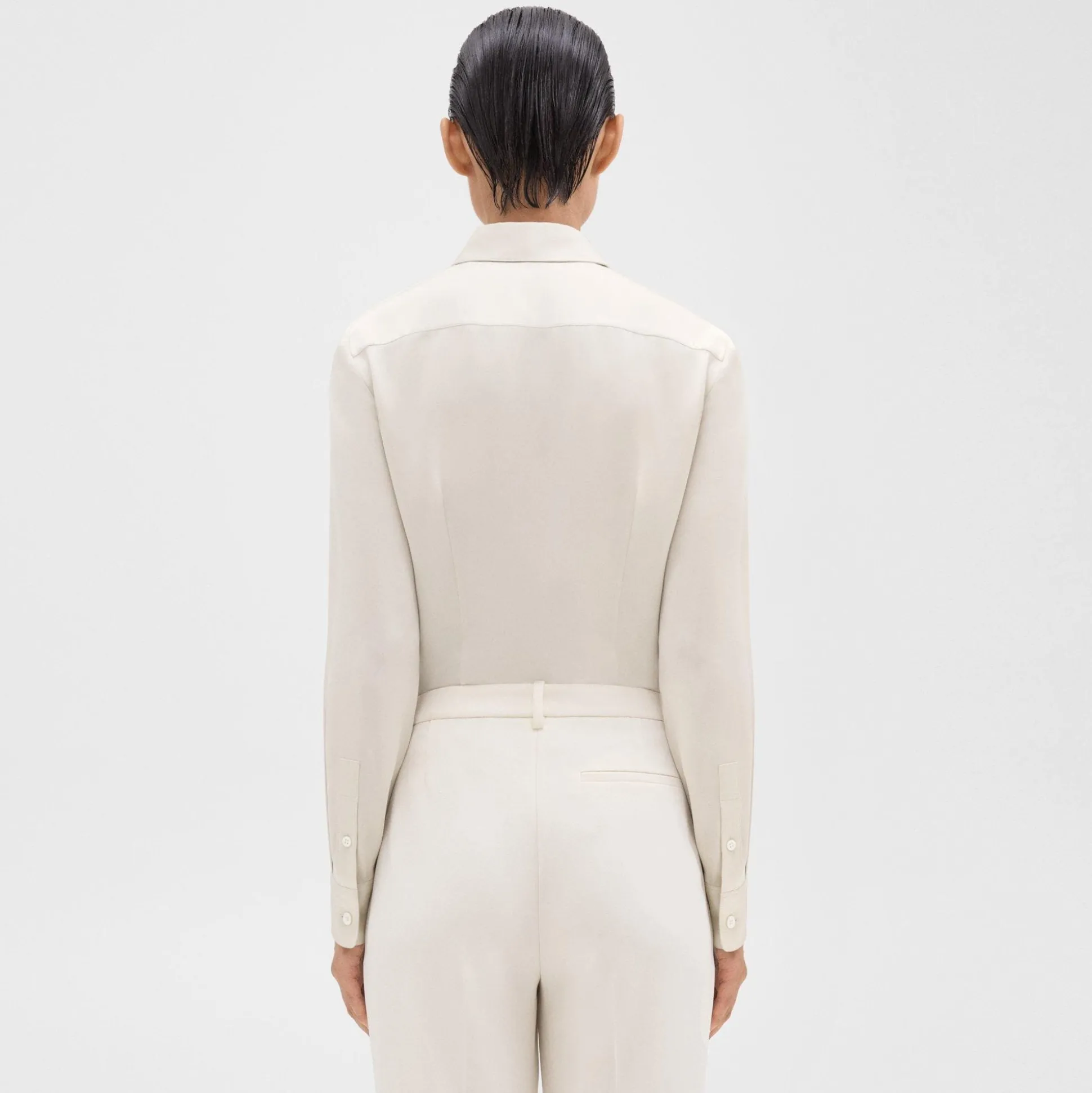 Theory Fitted Shirt In Silk Georgette-Women Tops