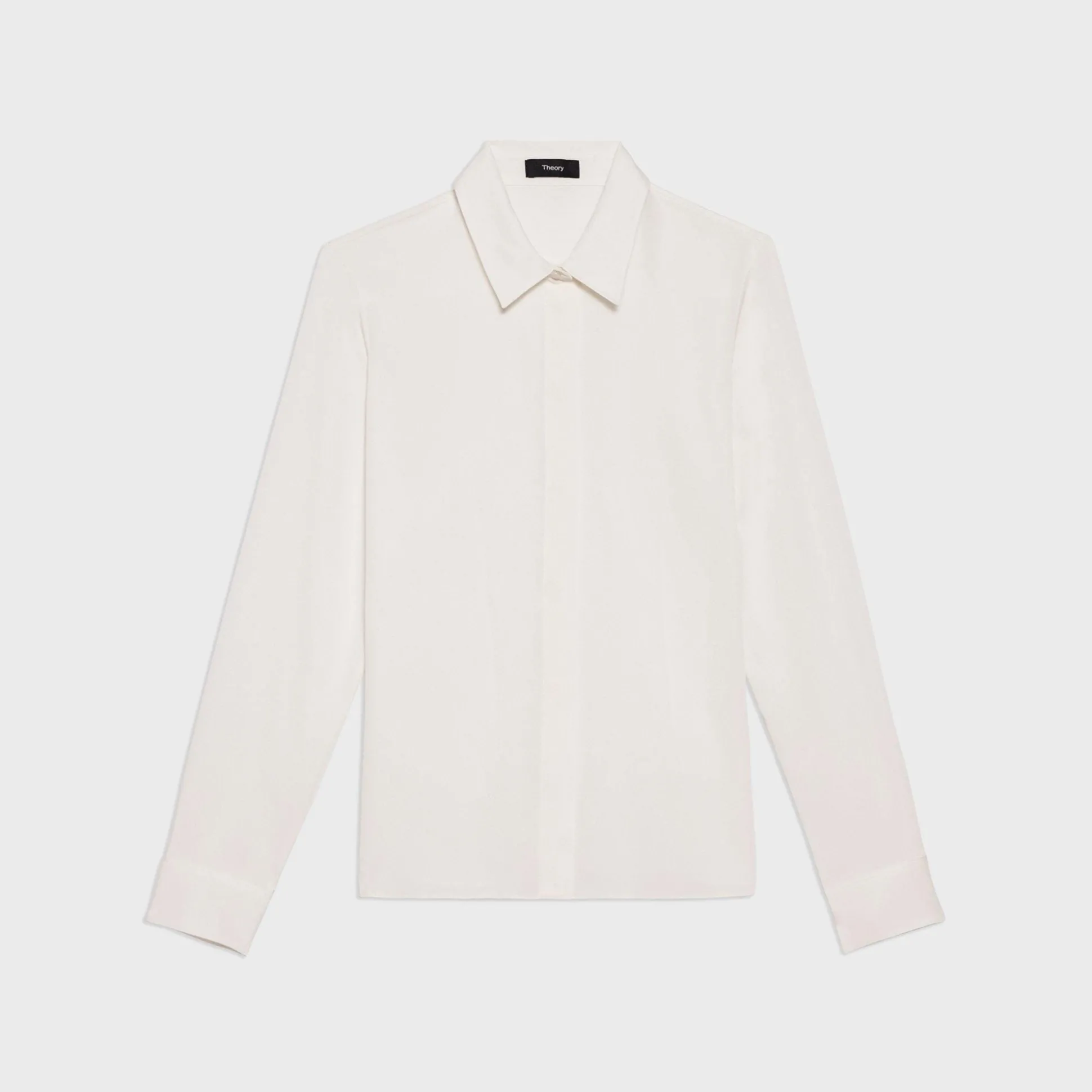 Theory Fitted Shirt In Silk Georgette-Women Tops