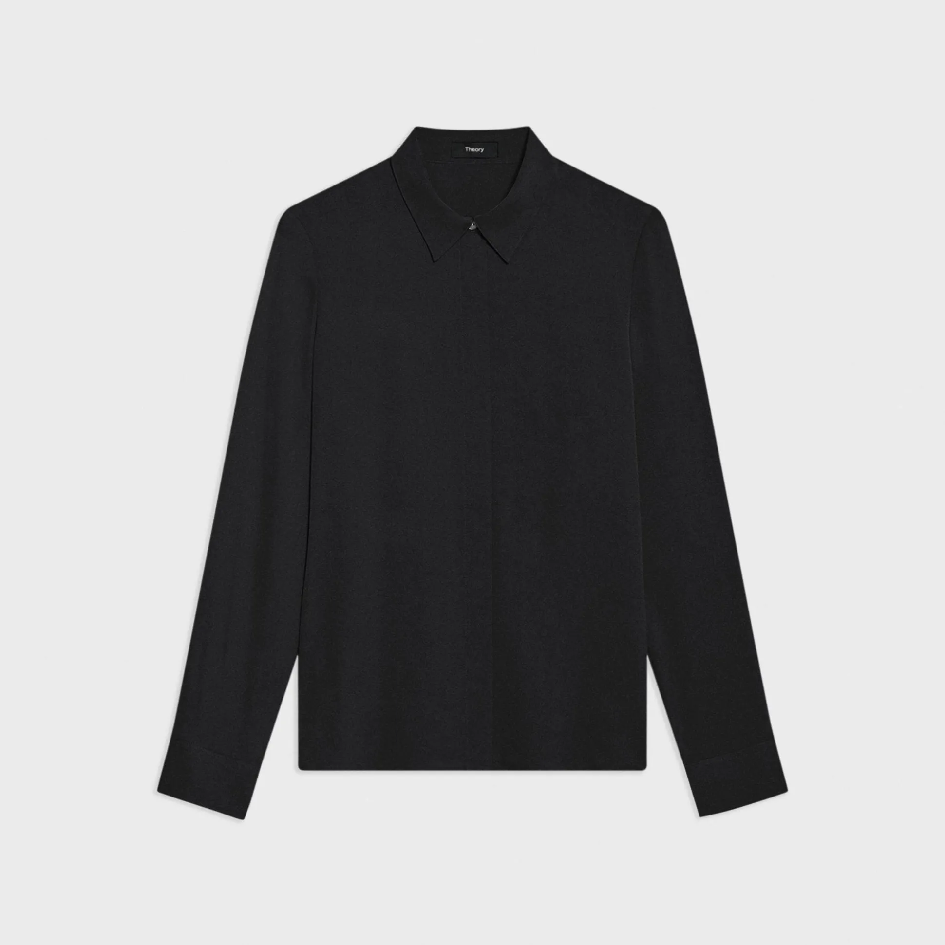 Theory Fitted Shirt In Silk Georgette-Women Tops