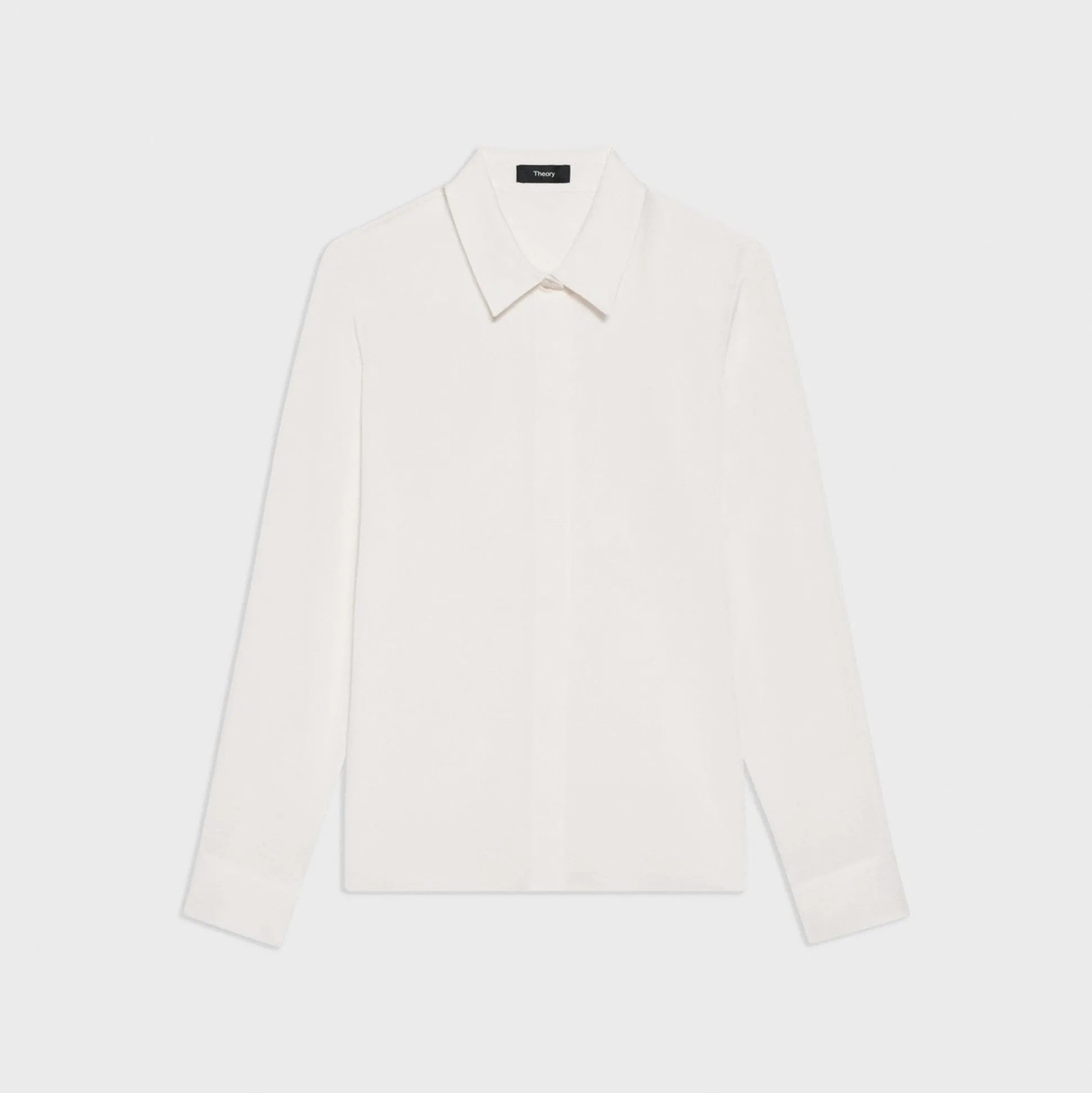Theory Fitted Shirt In Silk Georgette-Women Tops