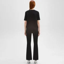 Theory Flared Full Length Pant In Crepe Knit-Women Pants
