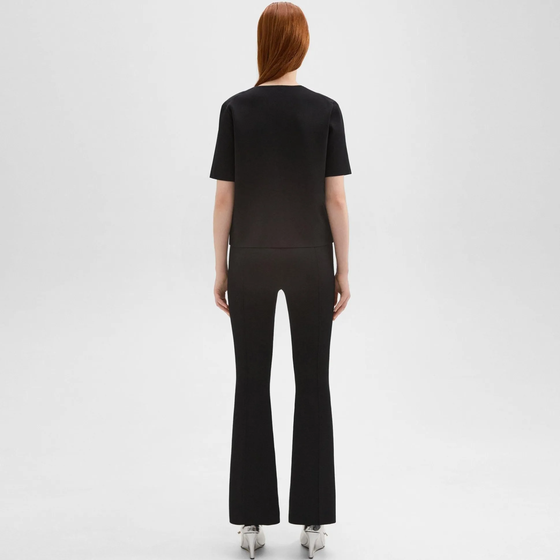 Theory Flared Full Length Pant In Crepe Knit-Women Pants