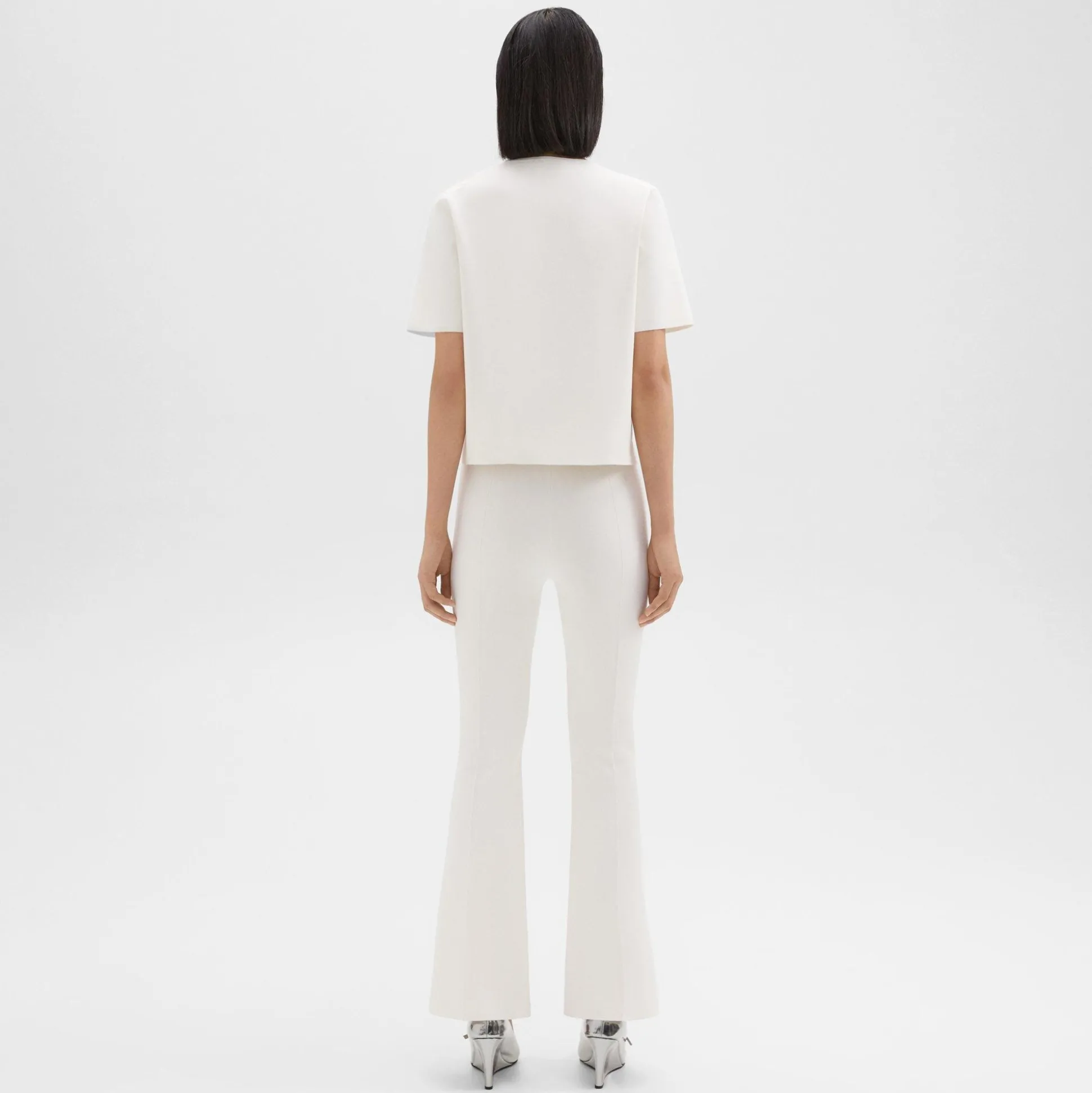 Theory Flared Full Length Pant In Crepe Knit-Women Pants