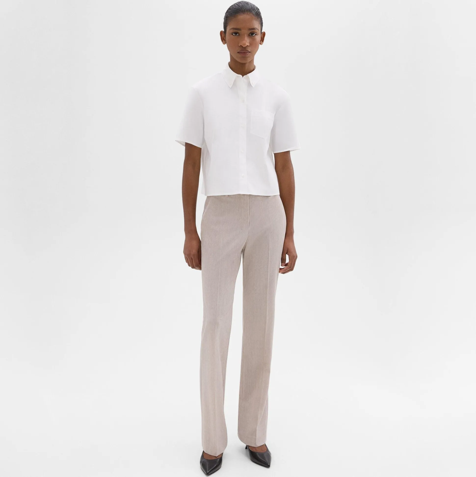 Theory Flared Full-Length Pant In Good Wool-Women Suits|Pants