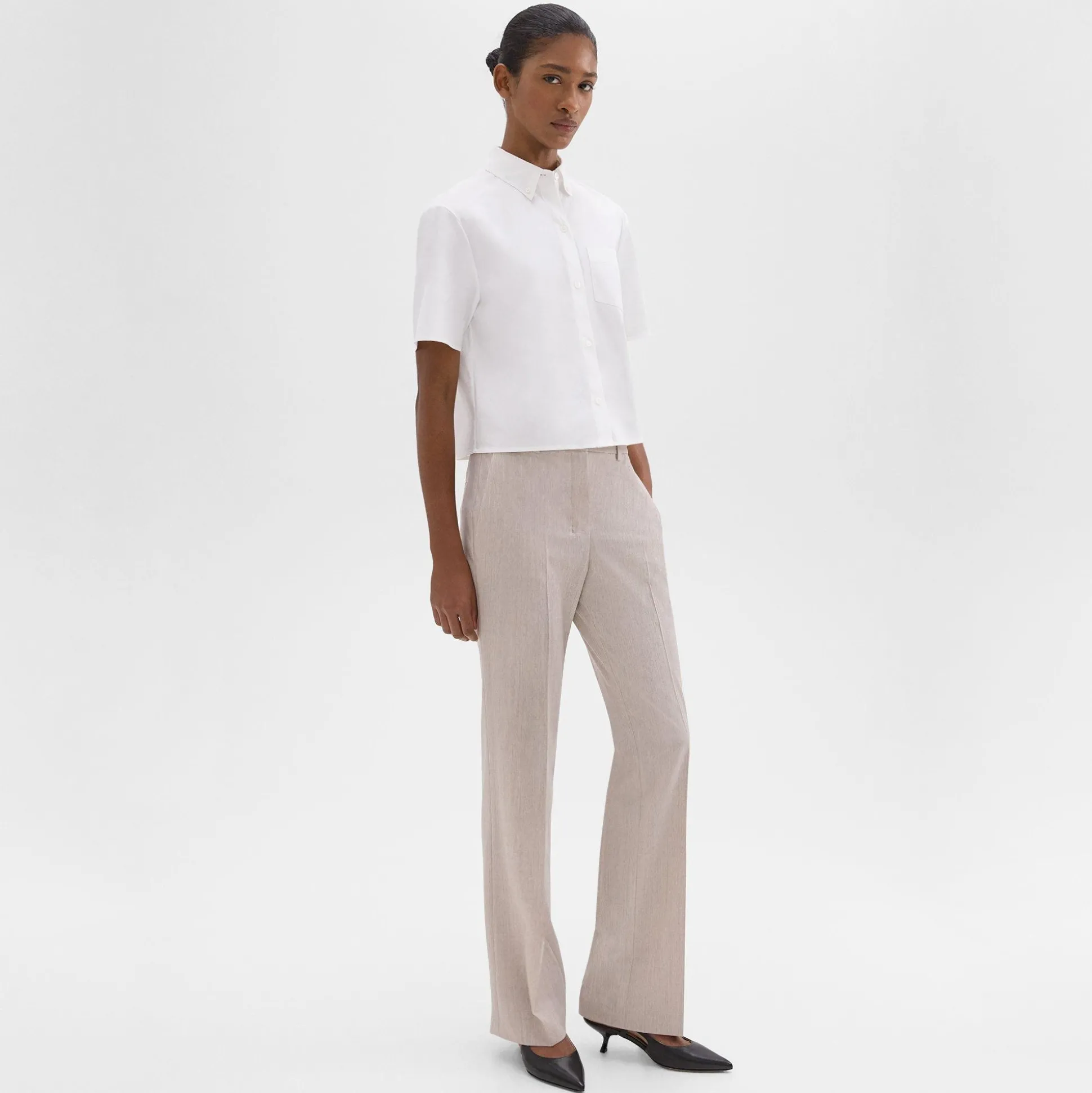 Theory Flared Full-Length Pant In Good Wool-Women Suits|Pants