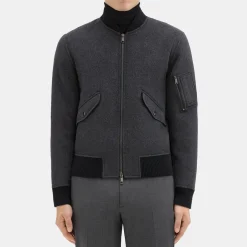 Theory Flight Bomber Jacket In Double-Face Wool-Cashmere-Men Outerwear