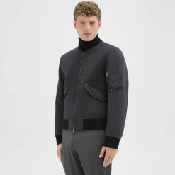 Theory Flight Bomber Jacket In Double-Face Wool-Cashmere-Men Outerwear