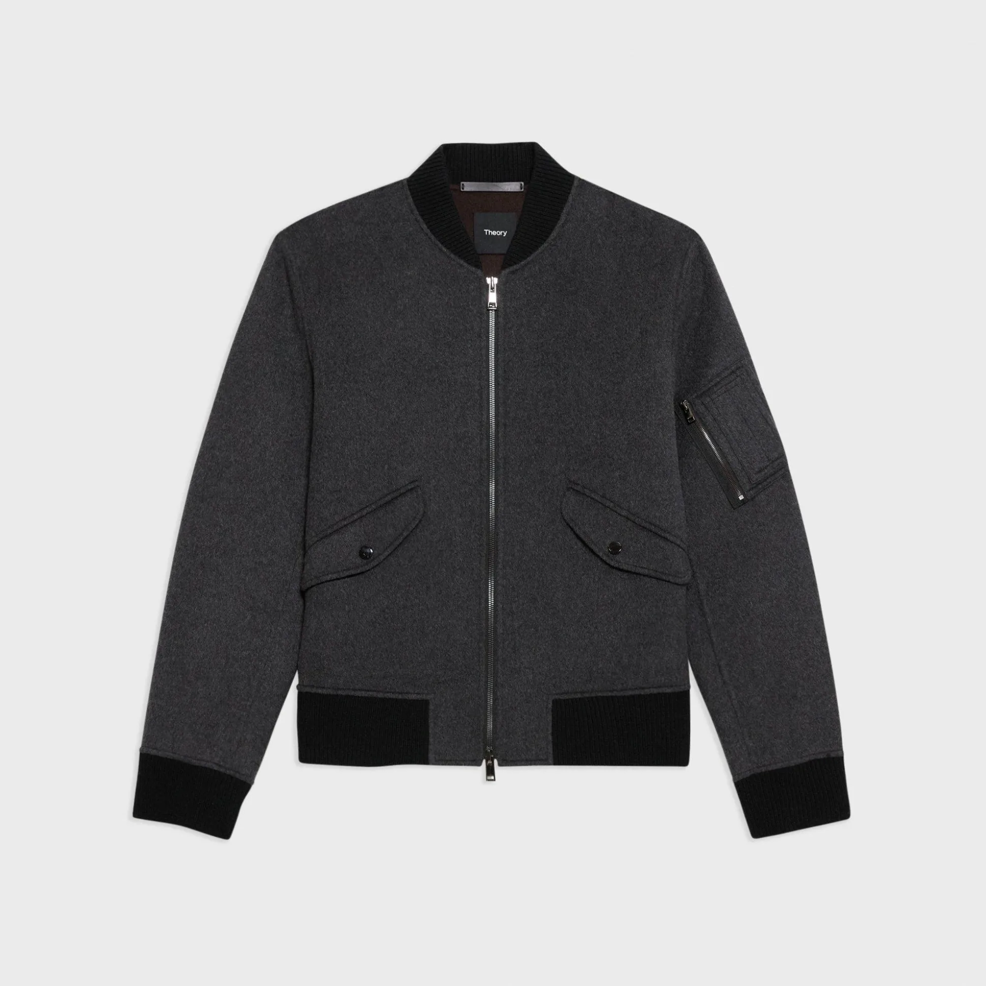 Theory Flight Bomber Jacket In Double-Face Wool-Cashmere-Men Outerwear