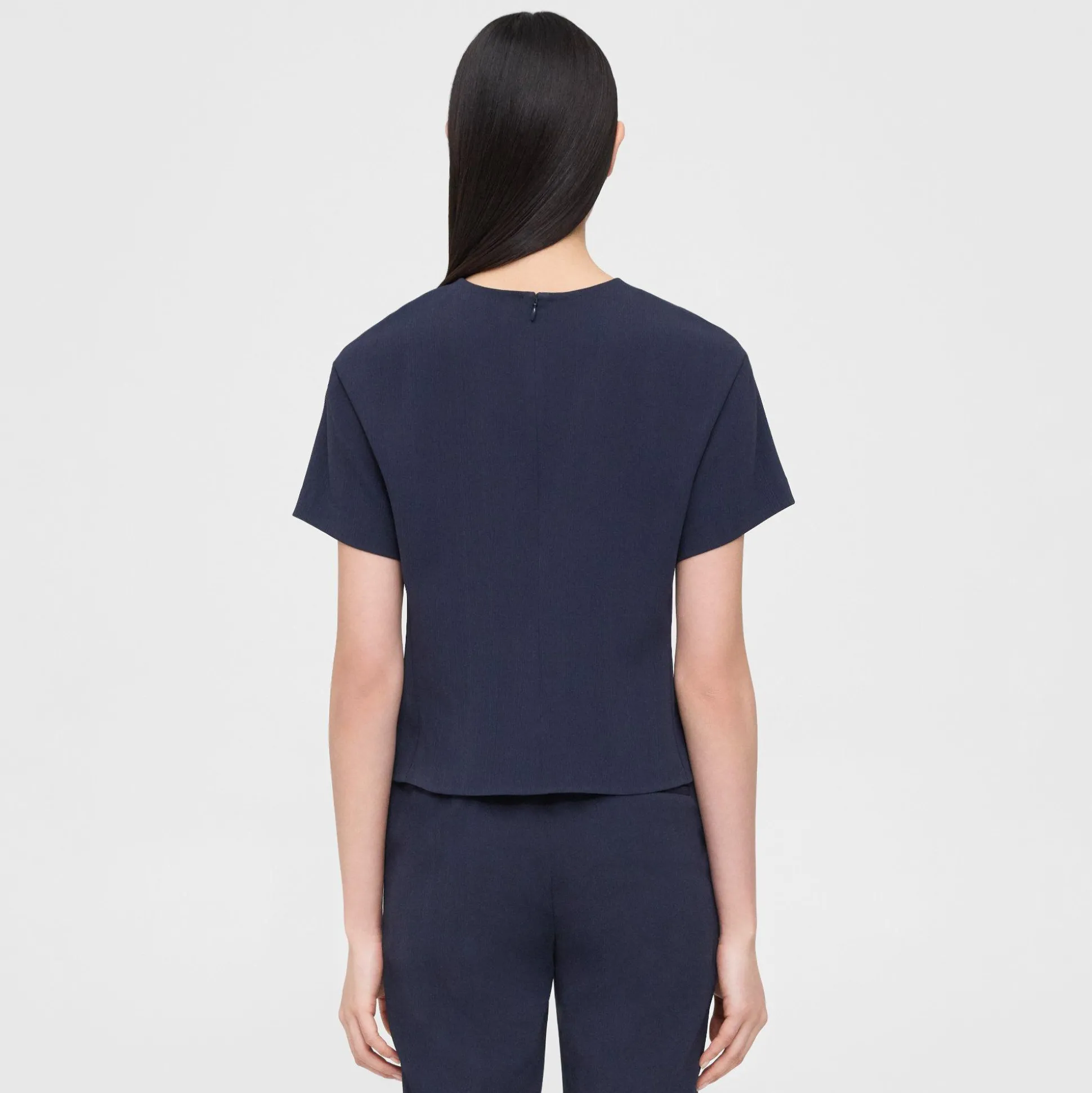 Theory Flutter Sleeve Top In Striped Admiral Crepe-Women Tops