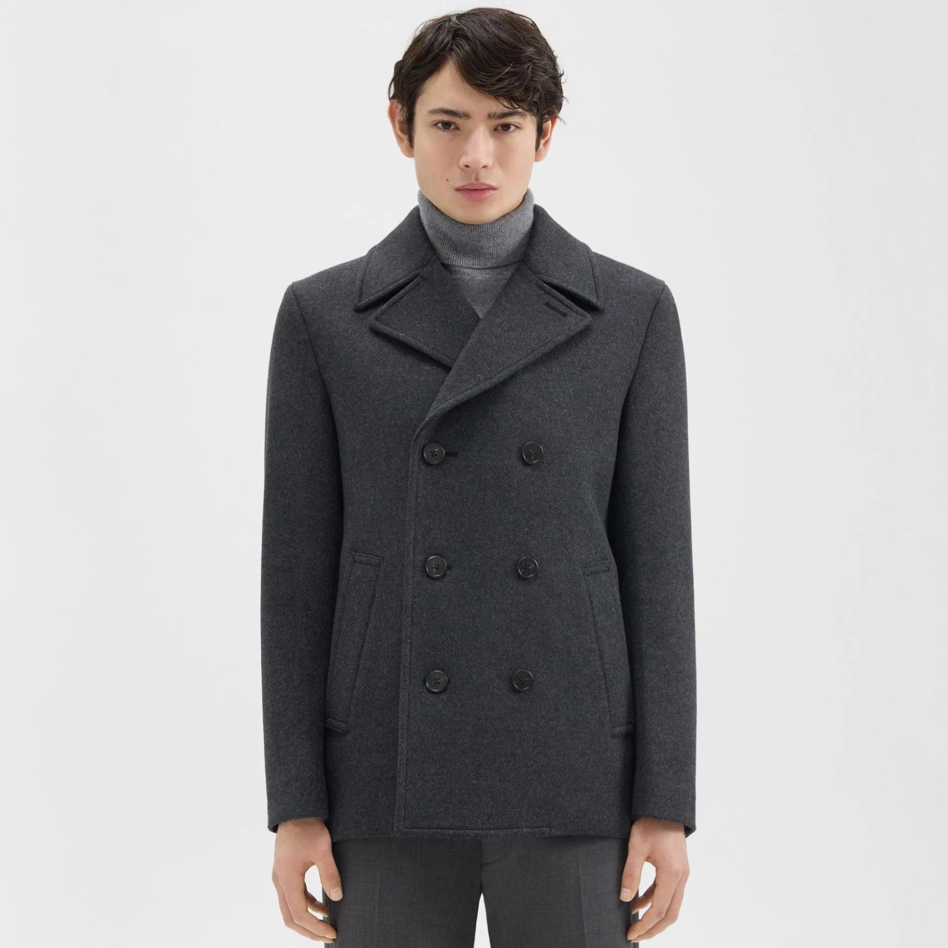 Theory Frederick Peacoat In Recycled Wool-Blend Melton-Men Blazers + Jackets|Outerwear