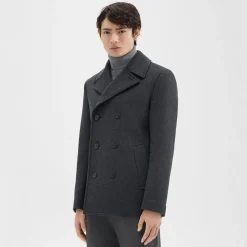 Theory Frederick Peacoat In Recycled Wool-Blend Melton-Men Blazers + Jackets|Outerwear