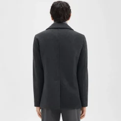 Theory Frederick Peacoat In Recycled Wool-Blend Melton-Men Blazers + Jackets|Outerwear