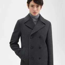 Theory Frederick Peacoat In Recycled Wool-Blend Melton-Men Blazers + Jackets|Outerwear