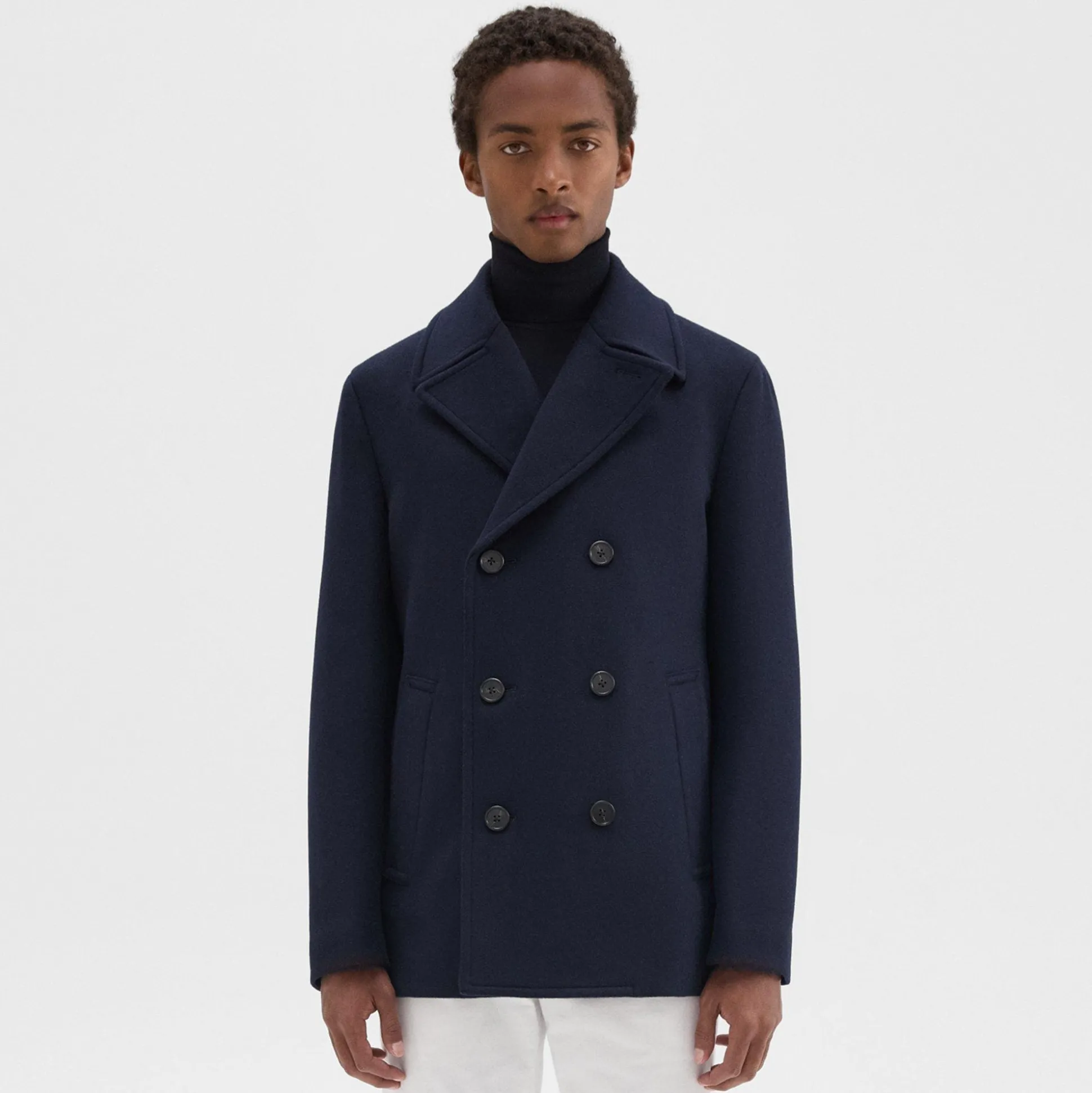 Theory Frederick Peacoat In Recycled Wool-Blend Melton-Men Outerwear|Blazers + Jackets