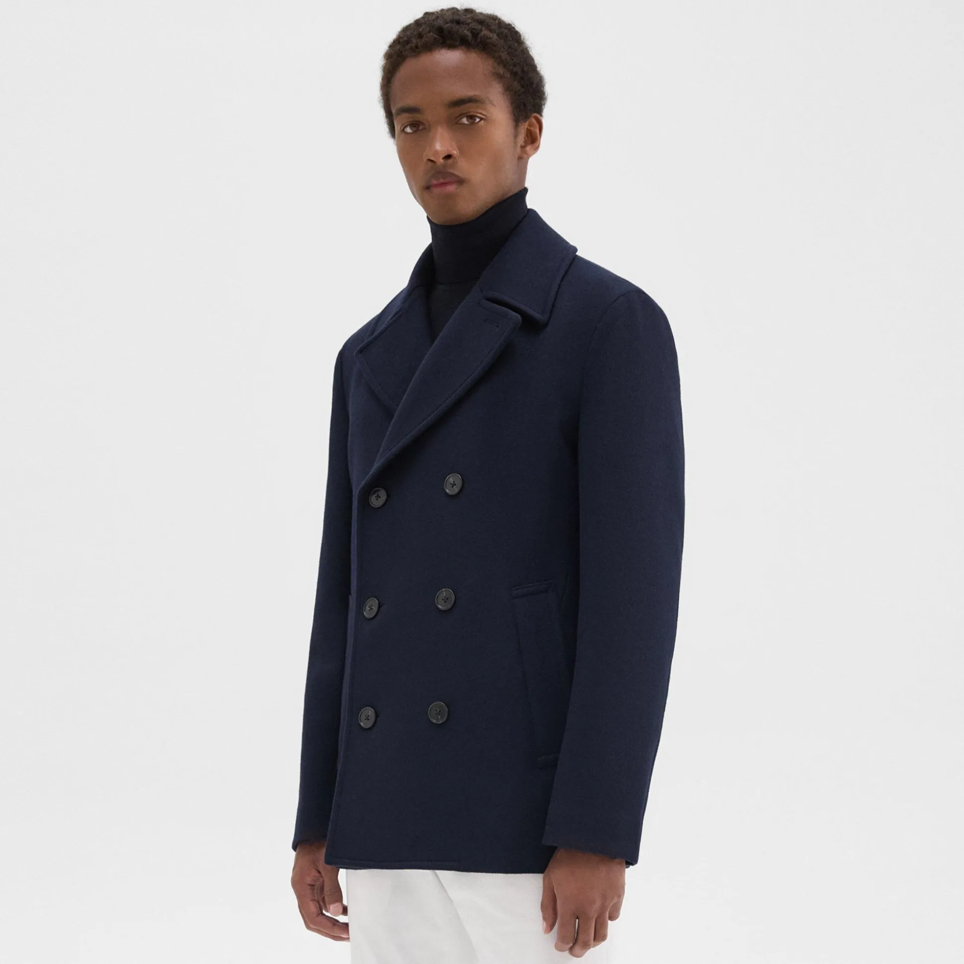 Theory Frederick Peacoat In Recycled Wool-Blend Melton-Men Outerwear|Blazers + Jackets
