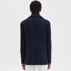 Theory Frederick Peacoat In Recycled Wool-Blend Melton-Men Outerwear|Blazers + Jackets