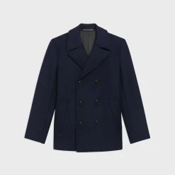 Theory Frederick Peacoat In Recycled Wool-Blend Melton-Men Outerwear|Blazers + Jackets