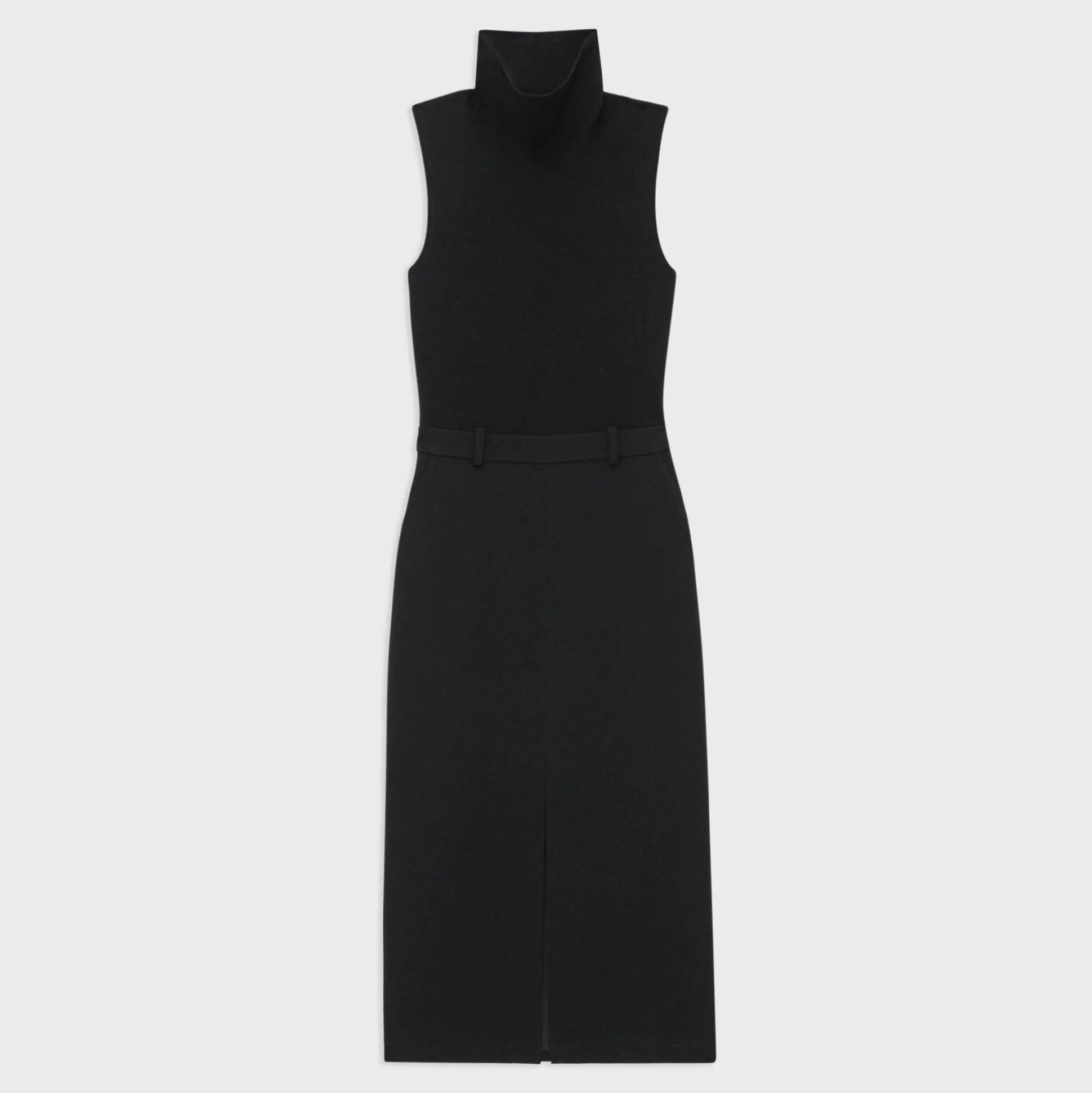 Theory Funnel Neck Combo Dress In Admiral Crepe-Women Dresses