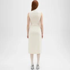 Theory Funnel Neck Combo Dress In Admiral Crepe-Women Dresses