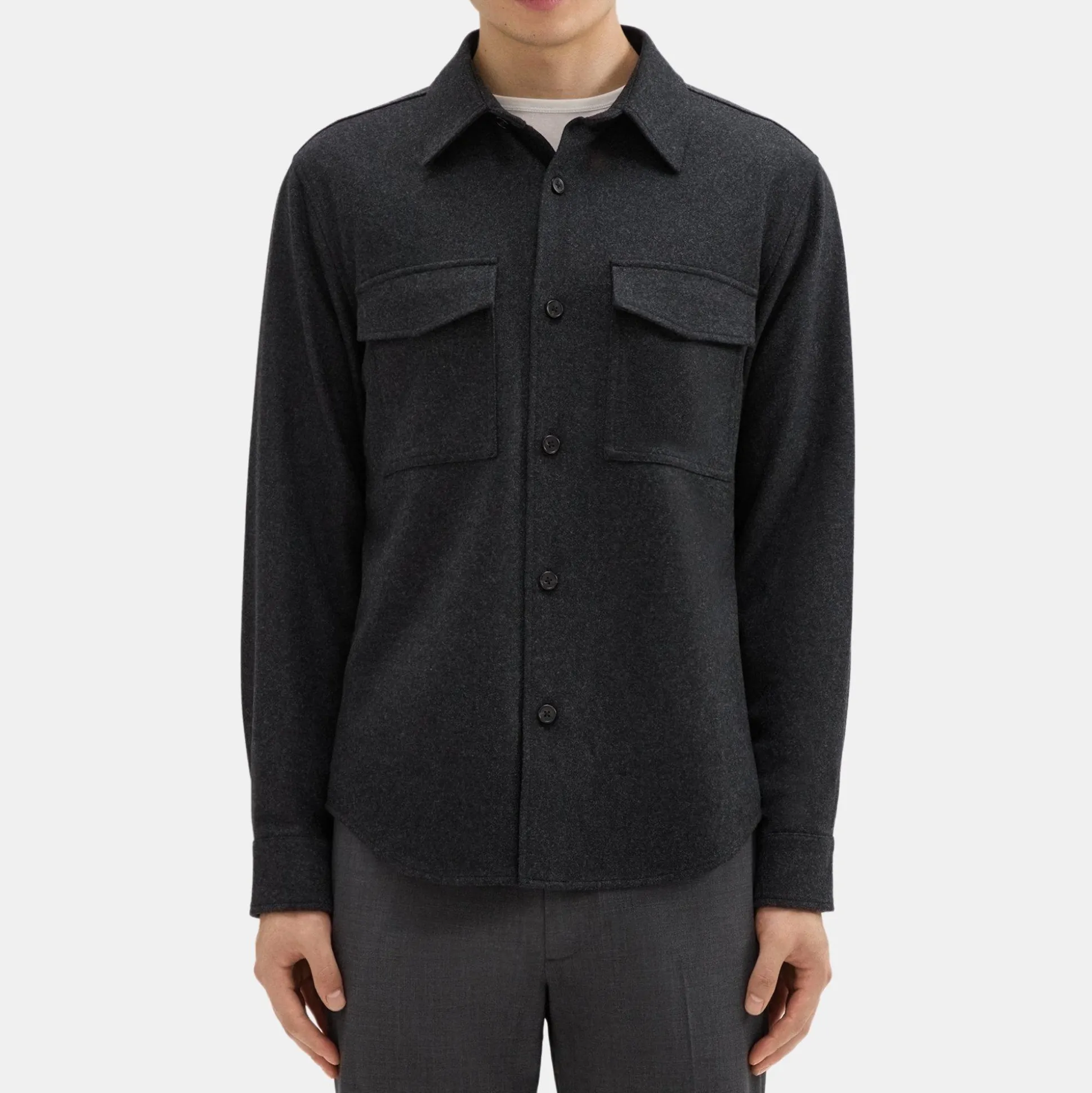 Theory Garvin Shirt Jacket In Recycled Wool-Blend Flannel-Men Shirts