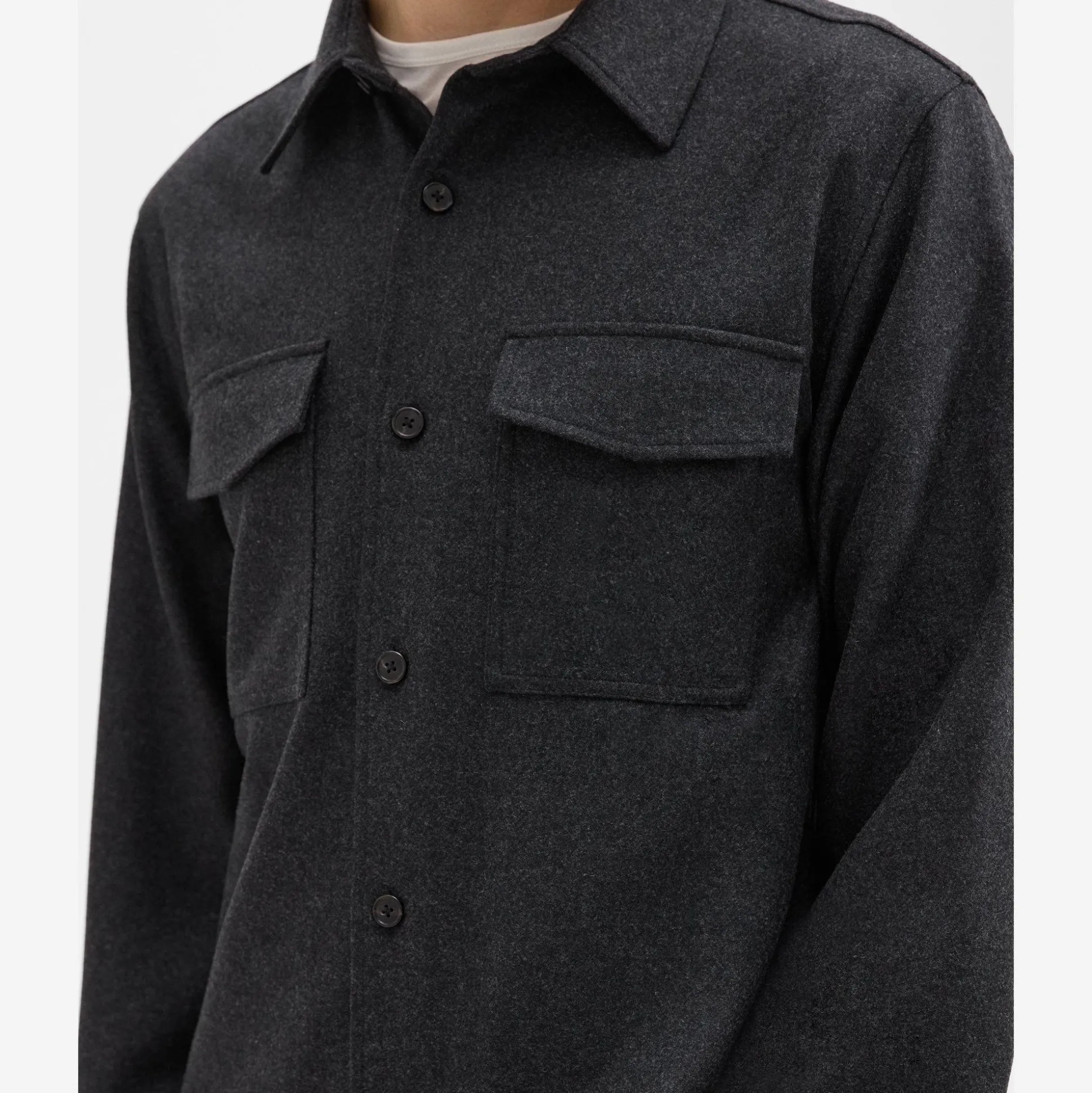 Theory Garvin Shirt Jacket In Recycled Wool-Blend Flannel-Men Shirts
