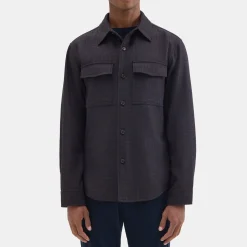 Theory Garvin Shirt Jacket In Recycled Wool-Blend Flannel-Men Shirts