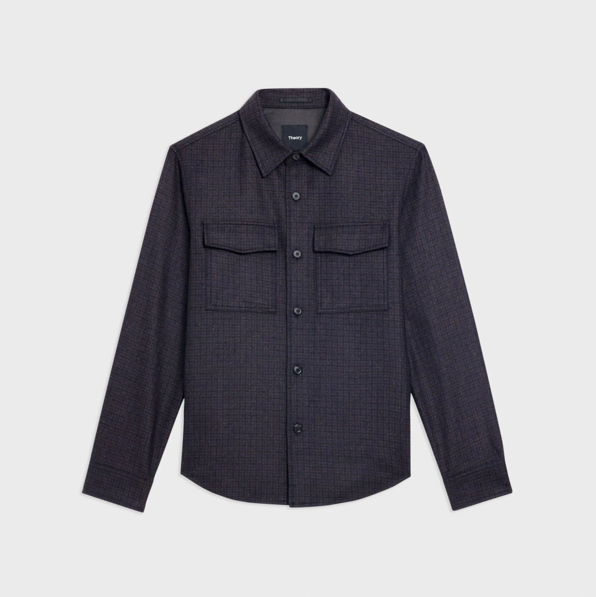 Theory Garvin Shirt Jacket In Recycled Wool-Blend Flannel-Men Shirts