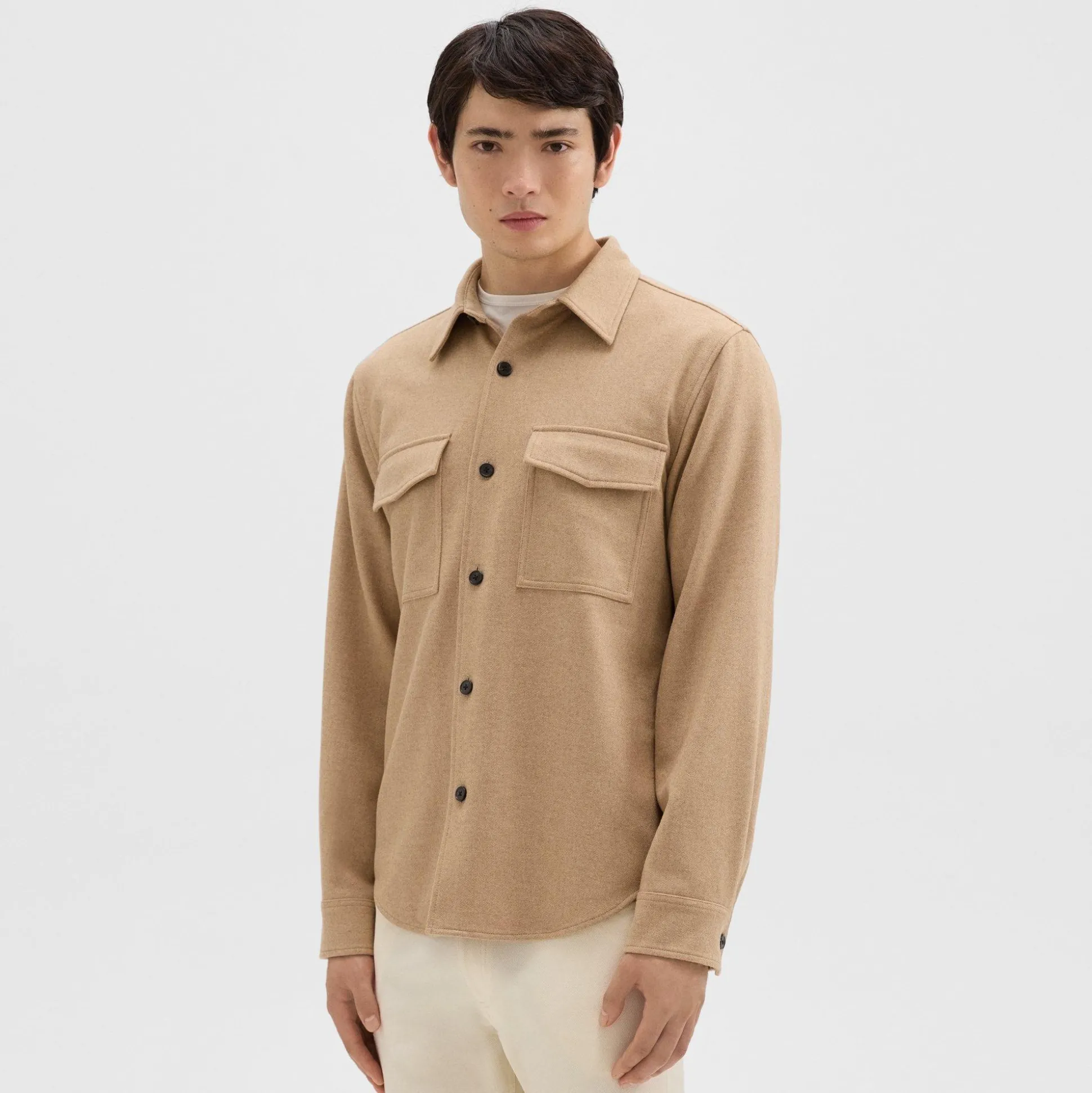 Theory Garvin Shirt Jacket In Recycled Wool-Blend Flannel-Men Shirts