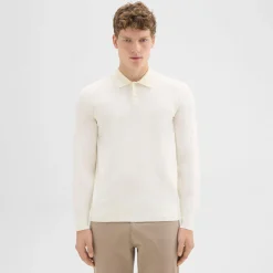 Theory Goris Long-Sleeve Polo Shirt In Light Bilen-Men T-shirts + Polos|Sweaters + Cardigans