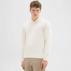 Theory Goris Long-Sleeve Polo Shirt In Light Bilen-Men T-shirts + Polos|Sweaters + Cardigans