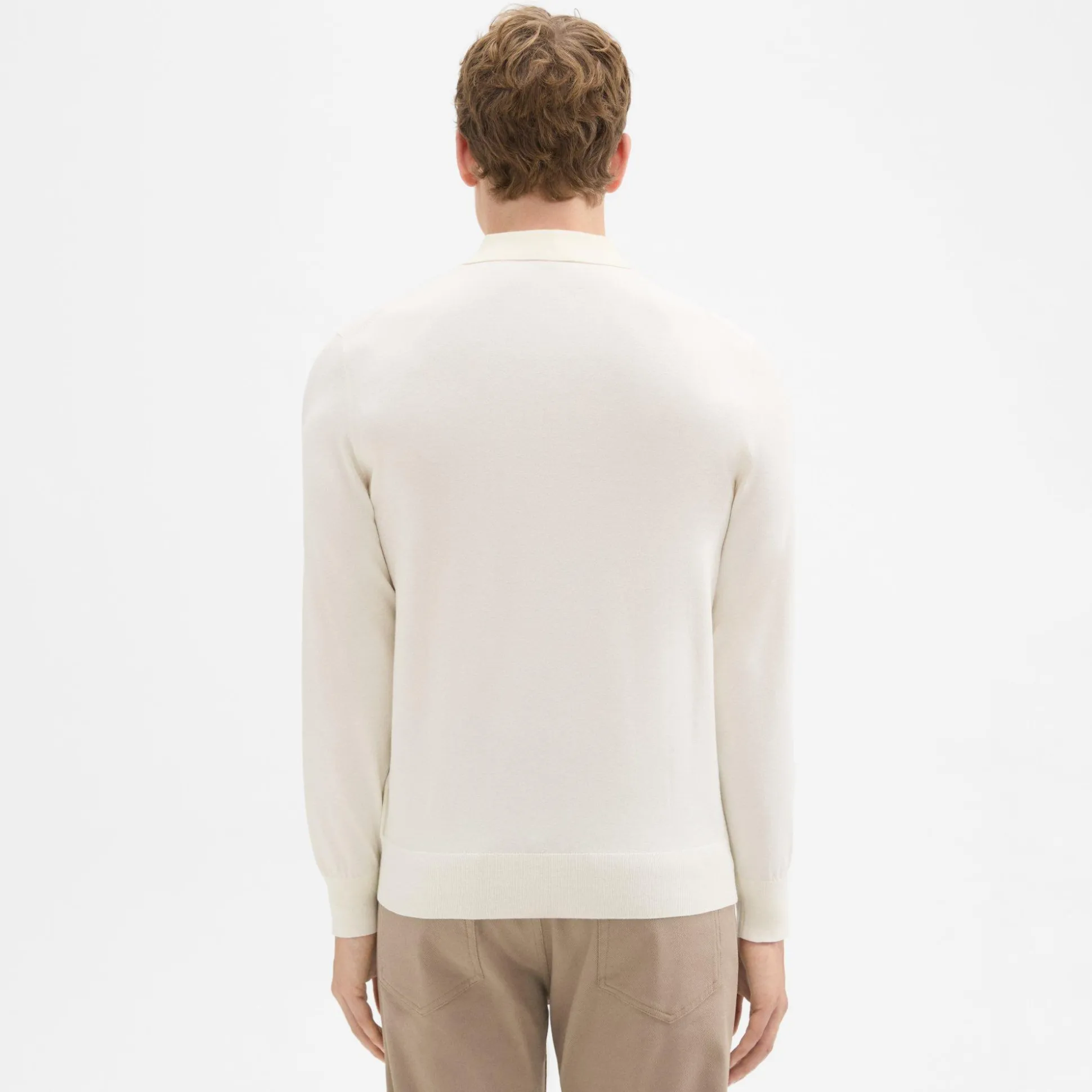 Theory Goris Long-Sleeve Polo Shirt In Light Bilen-Men T-shirts + Polos|Sweaters + Cardigans