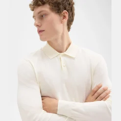 Theory Goris Long-Sleeve Polo Shirt In Light Bilen-Men T-shirts + Polos|Sweaters + Cardigans