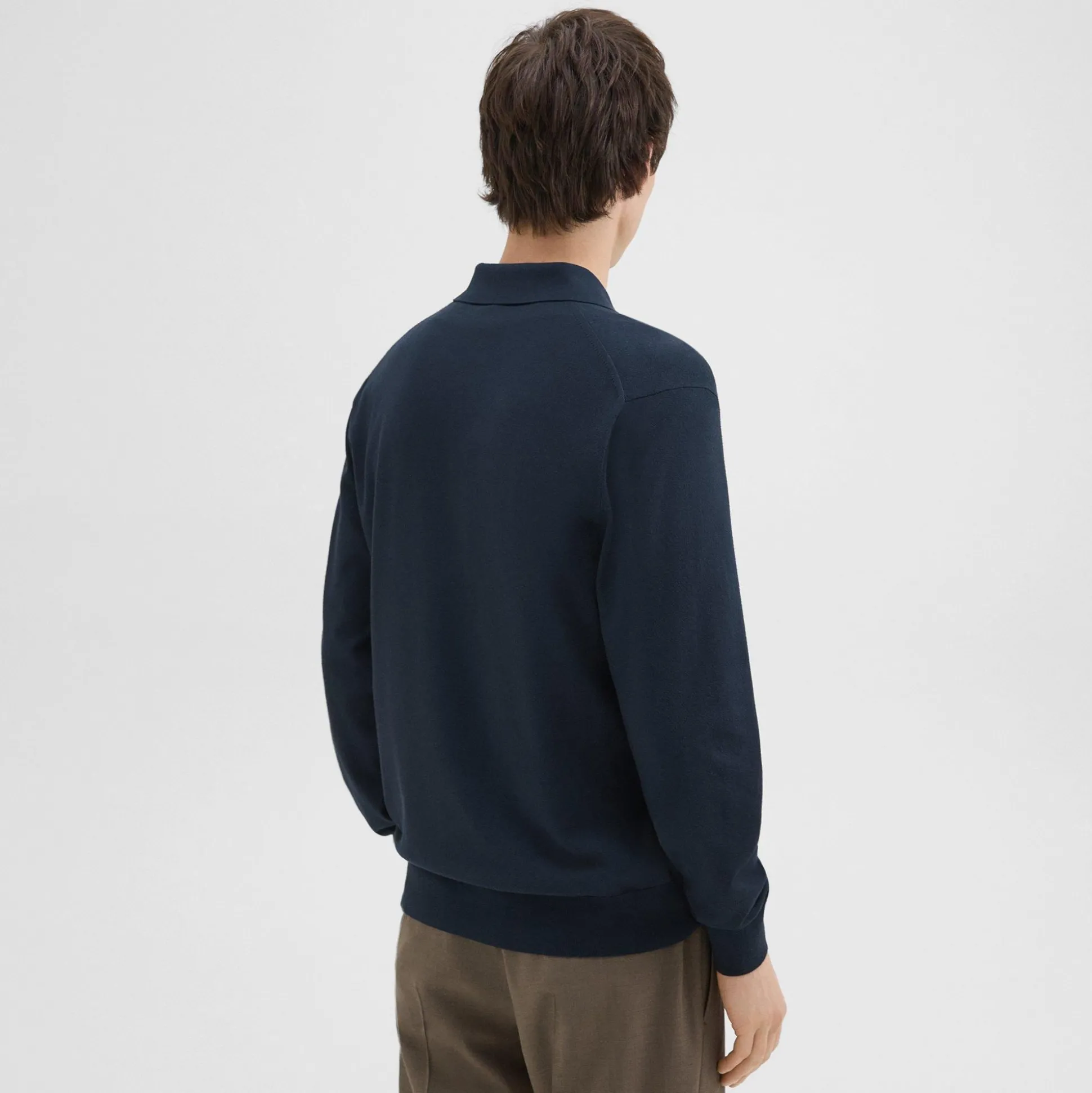 Theory Goris Long-Sleeve Polo Shirt In Light Bilen-Men T-shirts + Polos|Sweaters + Cardigans