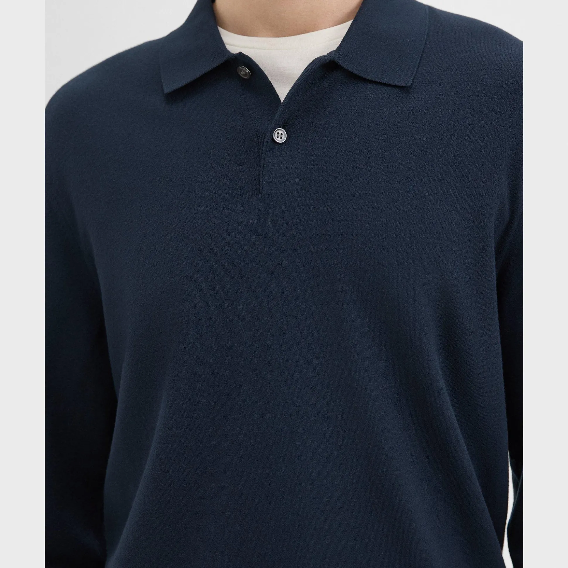 Theory Goris Long-Sleeve Polo Shirt In Light Bilen-Men T-shirts + Polos|Sweaters + Cardigans