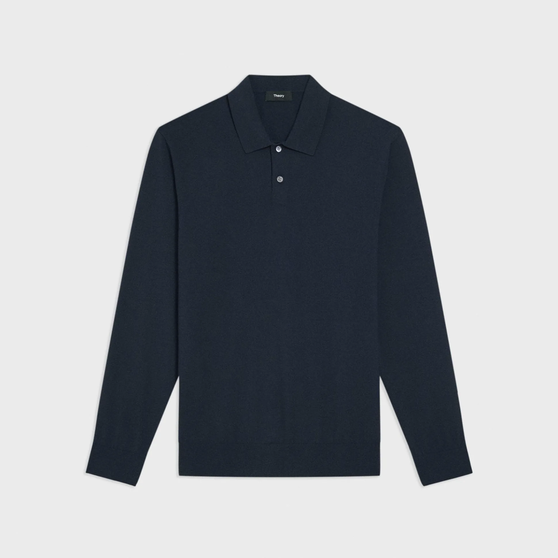 Theory Goris Long-Sleeve Polo Shirt In Light Bilen-Men T-shirts + Polos|Sweaters + Cardigans