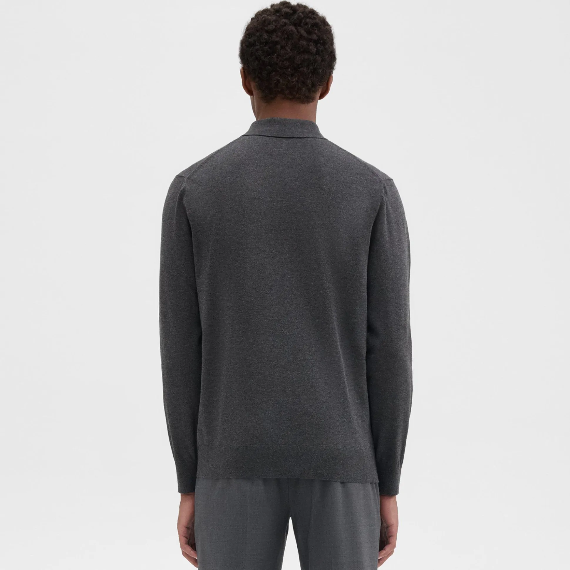 Theory Goris Long-Sleeve Polo Shirt In Light Bilen-Men T-shirts + Polos|Sweaters + Cardigans