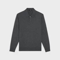 Theory Goris Long-Sleeve Polo Shirt In Light Bilen-Men T-shirts + Polos|Sweaters + Cardigans