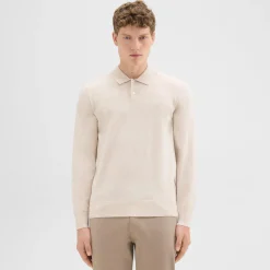 Theory Goris Long-Sleeve Polo Shirt In Light Bilen-Men T-shirts + Polos|Sweaters + Cardigans