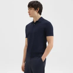 Theory Goris Pique Polo Shirt In Light Bilen-Men T-shirts + Polos|Sweaters + Cardigans