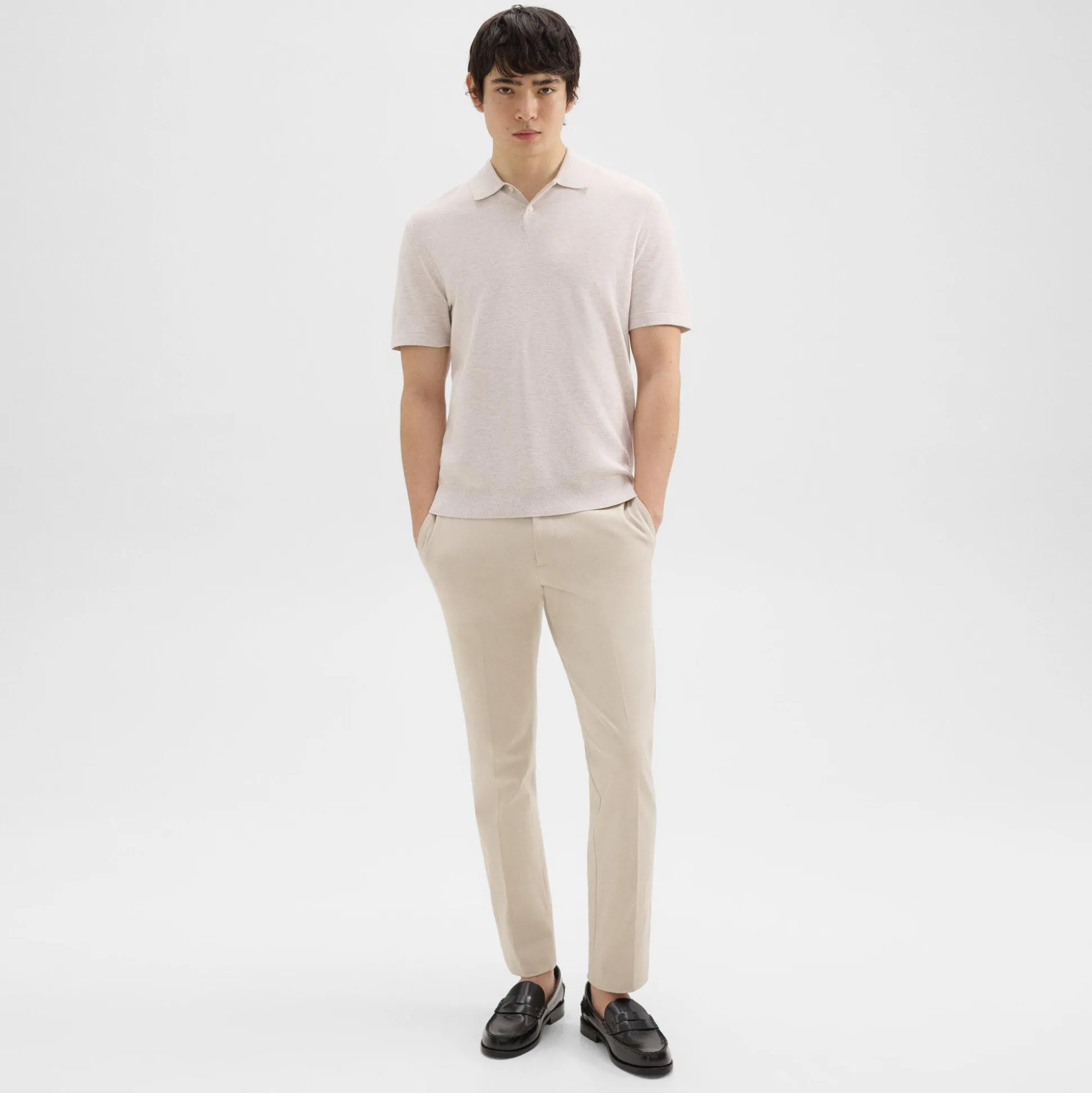 Theory Goris Pique Polo Shirt In Light Bilen-Men T-shirts + Polos|Sweaters + Cardigans