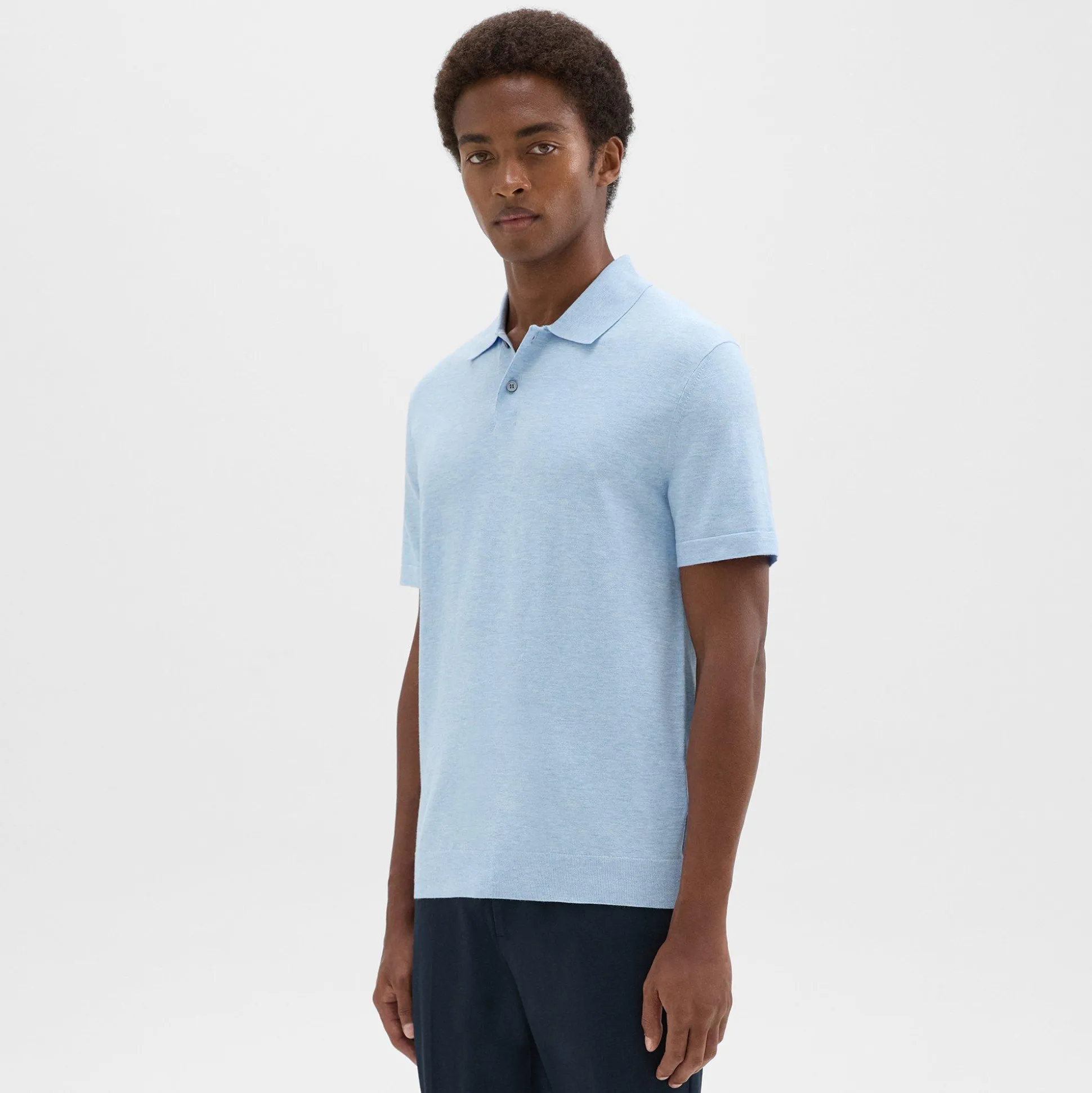 Theory Goris Polo Shirt In Light Bilen-Men T-shirts + Polos|Sweaters + Cardigans