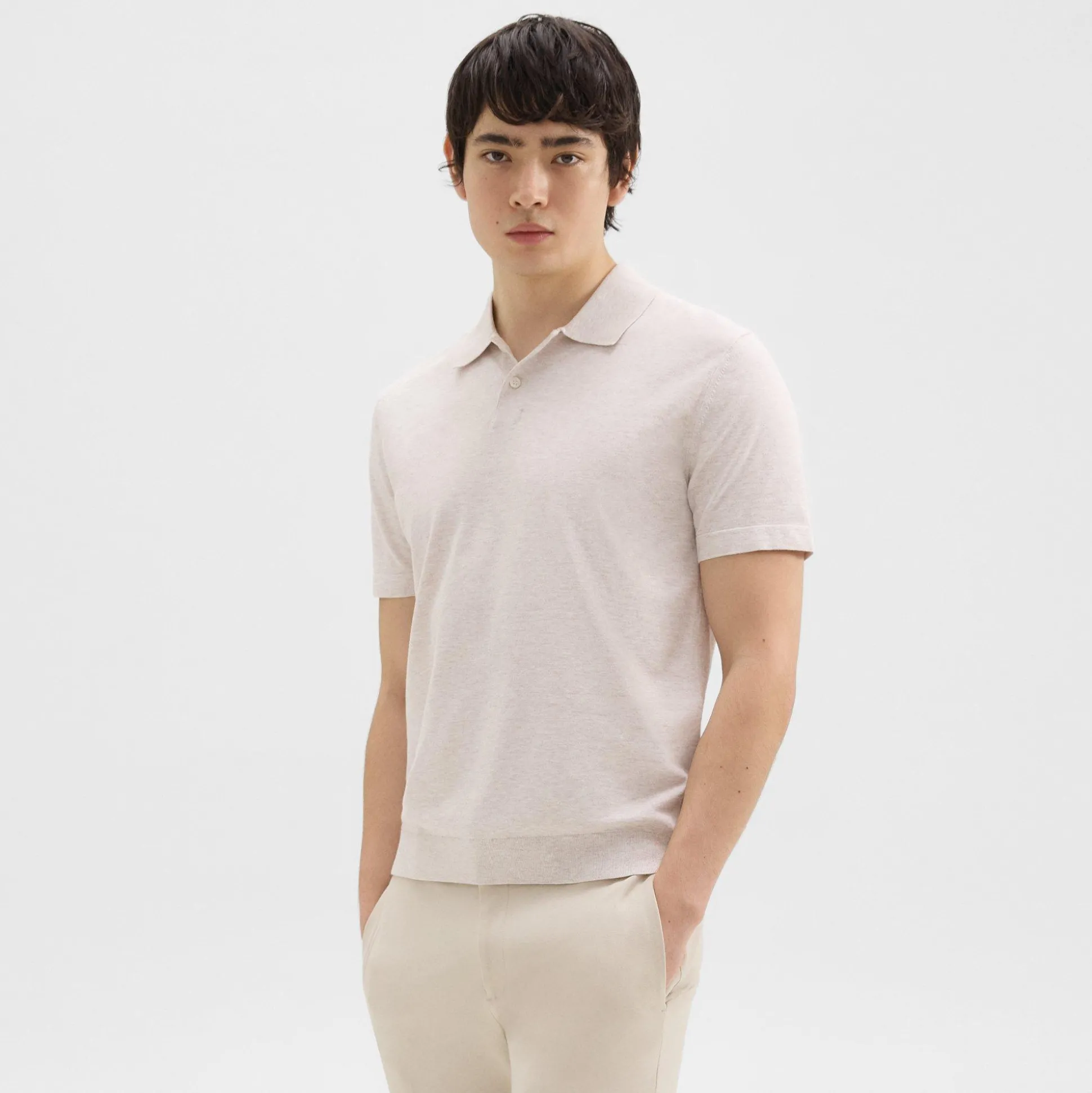 Theory Goris Polo Shirt In Light Bilen-Men T-shirts + Polos|Sweaters + Cardigans
