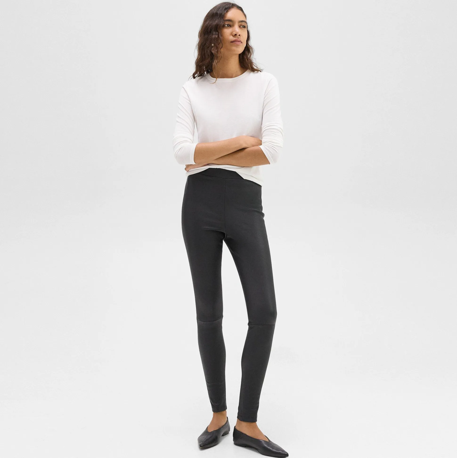 Theory High-Waist Legging In Leather-Women Pants