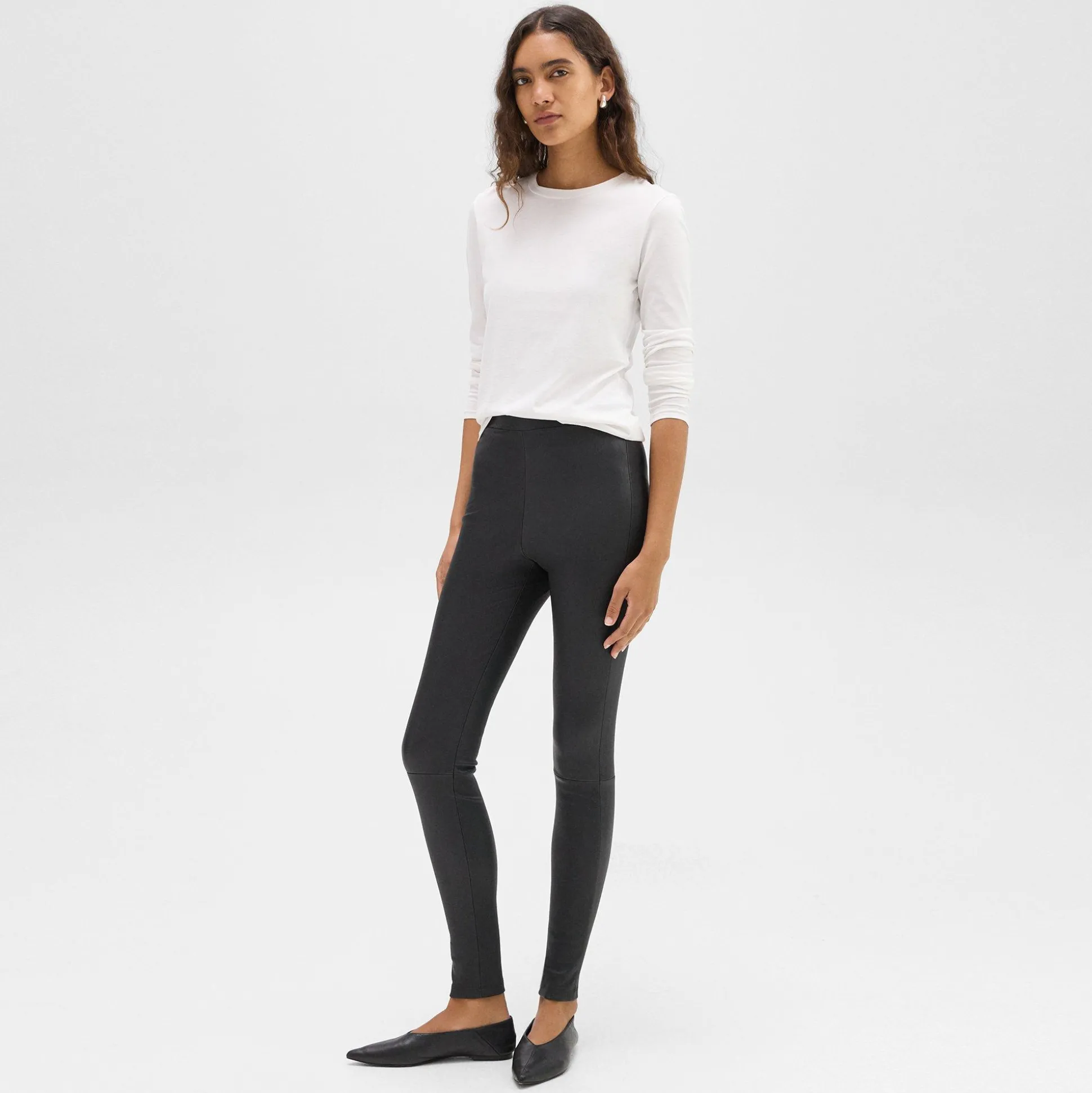 Theory High-Waist Legging In Leather-Women Pants